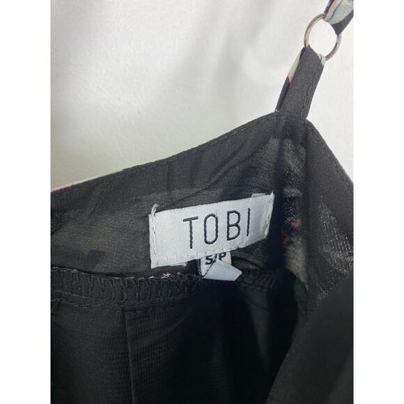 Tobi Black Floral Print V-Neck Sleeveless Pleated Mini Dress Women's Size Small - Picture 6 of 9